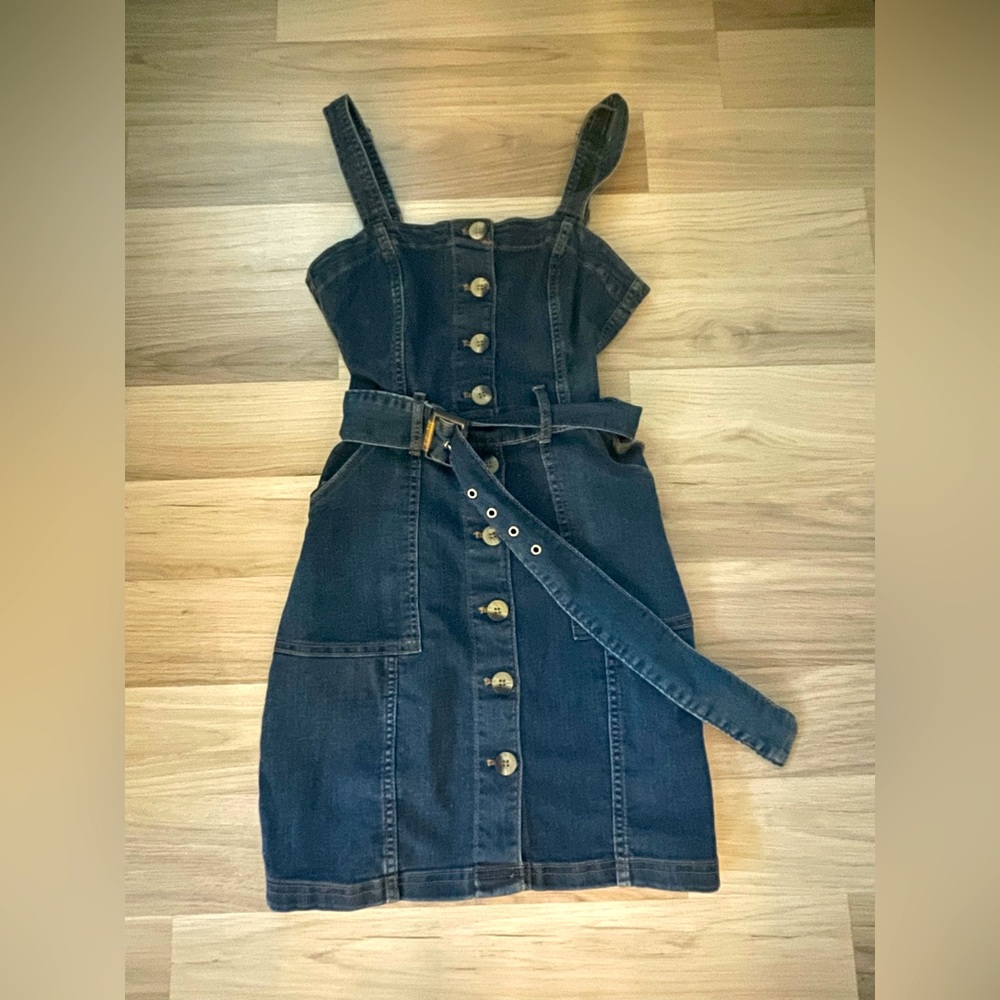 button up jean dress with detachable belt